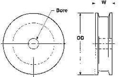 Poly Hi Solidur - 1/4" Bore, 5-1/2" Outside Diam, Finished Bore Flat Belt Pulley - 1-1/2" Wide - Eagle Tool & Supply