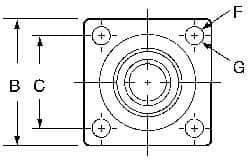 Pacific Bearing - 1" ID, 2-3/4" OAW x 2.812" OALFlange Mounted Bearing - 1,905 Lb Static Cap - Eagle Tool & Supply
