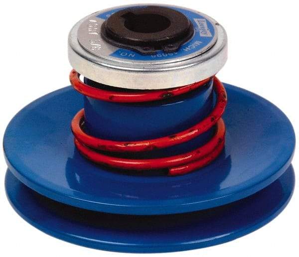Lovejoy - 1.62" Min Pitch, 2.81" Long, 3.13" Max Diam, Spring Loaded Variable Speed Pulley - 3.38" Outside Diam, 3/4" Inside Diam, 0.333 Hp at 1750 RPM, 1/4 Hp at 1150 RPM - Eagle Tool & Supply