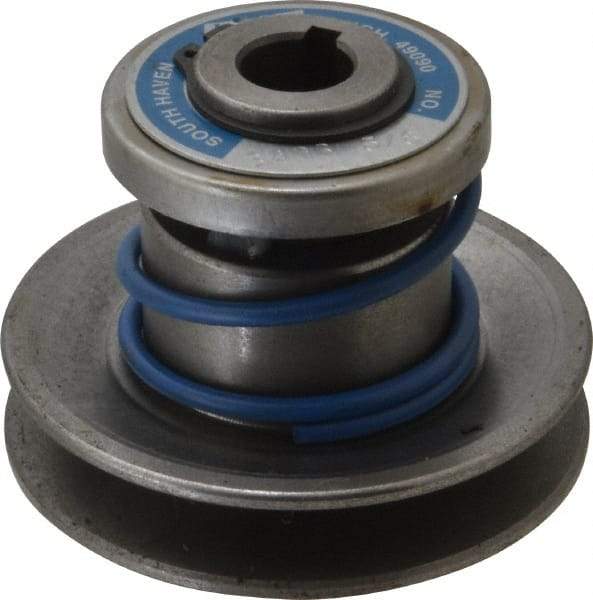 Lovejoy - 1.62" Min Pitch, 2.81" Long, 3.13" Max Diam, Spring Loaded Variable Speed Pulley - 3.38" Outside Diam, 5/8" Inside Diam, 0.333 Hp at 1750 RPM, 1/4 Hp at 1150 RPM - Eagle Tool & Supply