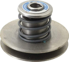 Lovejoy - 1.72" Min Pitch, 3-1/2" Long, 4.65" Max Diam, Spring Loaded Variable Speed Pulley - 5" Outside Diam, 3/4" Inside Diam, 1/2 Hp at 1750 RPM, 0.333 Hp at 1150 RPM - Eagle Tool & Supply