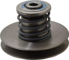 Lovejoy - 1.72" Min Pitch, 3-1/2" Long, 4.65" Max Diam, Spring Loaded Variable Speed Pulley - 5" Outside Diam, 7/8" Inside Diam, 1/2 Hp at 1750 RPM, 0.333 Hp at 1150 RPM - Eagle Tool & Supply