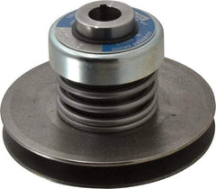 Lovejoy - 2.69" Min Pitch, 4.13" Long, 5.65" Max Diam, Spring Loaded Variable Speed Pulley - 6" Outside Diam, 7/8" Inside Diam, 1 Hp at 1750 RPM, 3/4 Hp at 1150 RPM - Eagle Tool & Supply