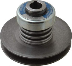Lovejoy - 2.69" Min Pitch, 4.13" Long, 5.65" Max Diam, Spring Loaded Variable Speed Pulley - 6" Outside Diam, 1" Inside Diam, 1 Hp at 1750 RPM, 3/4 Hp at 1150 RPM - Eagle Tool & Supply