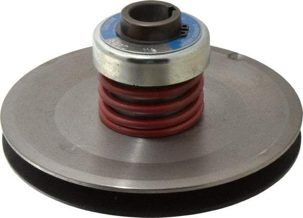 Lovejoy - 5" Min Pitch, 4.38" Long, 7.9" Max Diam, Spring Loaded Variable Speed Pulley - 8-1/4" Outside Diam, 1-1/8" Inside Diam, 5 Hp at 1750 RPM, 3 Hp at 1150 RPM - Eagle Tool & Supply