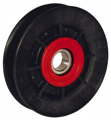 Fenner Drives - 17 Inside x 3.98" Outside Diam, 1/2" Wide Pulley Slot, Glass Reinforced Nylon Idler Pulley - 4L/A Belt Section, For Use with V-Belts - Eagle Tool & Supply