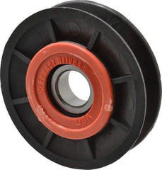 Fenner Drives - 17 Inside x 3" Outside Diam, 1/2" Wide Pulley Slot, Glass Reinforced Nylon Idler Pulley - 4L/A Belt Section, For Use with V-Belts - Eagle Tool & Supply