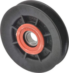 Fenner Drives - 17 Inside x 4" Outside Diam, 0.64" Wide Pulley Slot, Glass Reinforced Nylon Idler Pulley - 5L/B Belt Section, For Use with V-Belts - Eagle Tool & Supply