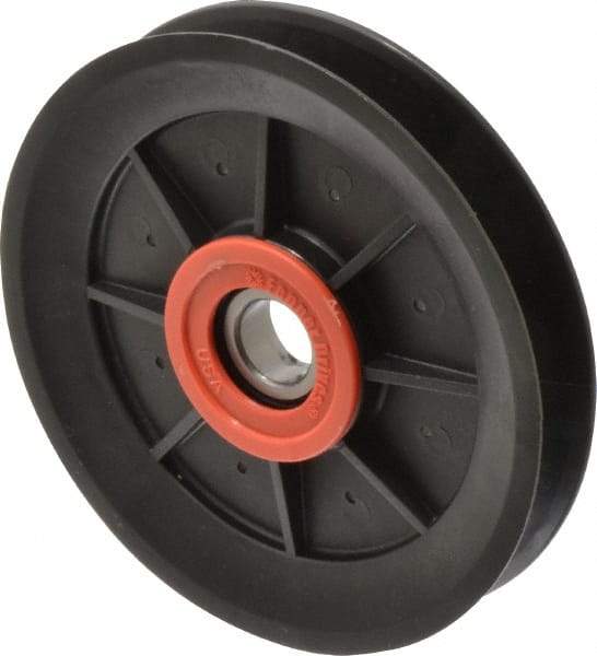 Fenner Drives - 17 Inside x 5.04" Outside Diam, 0.65" Wide Pulley Slot, Glass Reinforced Nylon Idler Pulley - 5L/B Belt Section, For Use with V-Belts - Eagle Tool & Supply