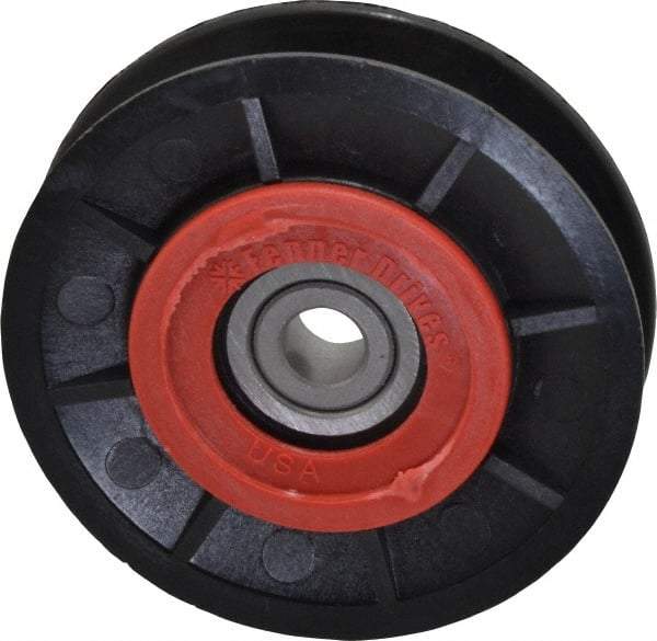 Fenner Drives - 3/8 Inside x 3" Outside Diam, 1/2" Wide Pulley Slot, Glass Reinforced Nylon Idler Pulley - 4L/A Belt Section, For Use with V-Belts - Eagle Tool & Supply