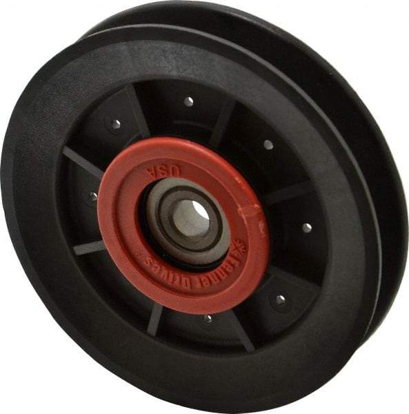 Fenner Drives - 3/8 Inside x 3.98" Outside Diam, 1/2" Wide Pulley Slot, Glass Reinforced Nylon Idler Pulley - 4L/A Belt Section, For Use with V-Belts - Eagle Tool & Supply