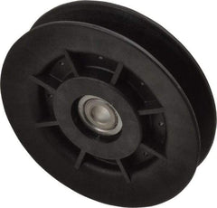 Fenner Drives - 3/8 Inside x 4" Outside Diam, 0.64" Wide Pulley Slot, Glass Reinforced Nylon Idler Pulley - 5L/B Belt Section, For Use with V-Belts - Eagle Tool & Supply