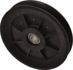 Fenner Drives - 3/8 Inside x 5.04" Outside Diam, 0.65" Wide Pulley Slot, Glass Reinforced Nylon Idler Pulley - 5L/B Belt Section, For Use with V-Belts - Eagle Tool & Supply