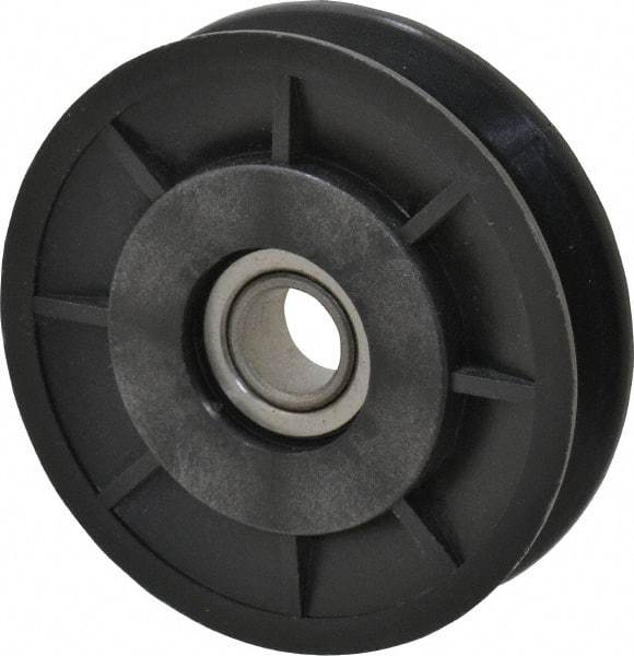Fenner Drives - 1/2 Inside x 3" Outside Diam, 1/2" Wide Pulley Slot, Glass Reinforced Nylon Idler Pulley - 4L/A Belt Section, For Use with V-Belts - Eagle Tool & Supply
