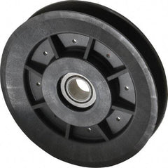 Fenner Drives - 1/2 Inside x 3.98" Outside Diam, 1/2" Wide Pulley Slot, Glass Reinforced Nylon Idler Pulley - 4L/A Belt Section, For Use with V-Belts - Eagle Tool & Supply