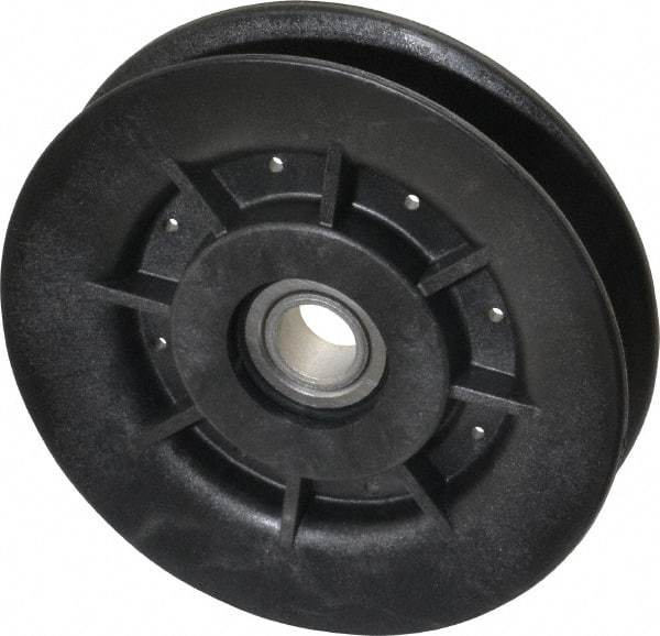 Fenner Drives - 1/2 Inside x 4" Outside Diam, 0.64" Wide Pulley Slot, Glass Reinforced Nylon Idler Pulley - 5L/B Belt Section, For Use with V-Belts - Eagle Tool & Supply