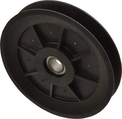 Fenner Drives - 1/2 Inside x 5.04" Outside Diam, 0.65" Wide Pulley Slot, Glass Reinforced Nylon Idler Pulley - 5L/B Belt Section, For Use with V-Belts - Eagle Tool & Supply