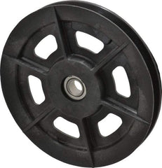 Fenner Drives - 1/2 Inside x 6.03" Outside Diam, 1/2" Wide Pulley Slot, Glass Reinforced Nylon Idler Pulley - 4L/A Belt Section, For Use with V-Belts - Eagle Tool & Supply