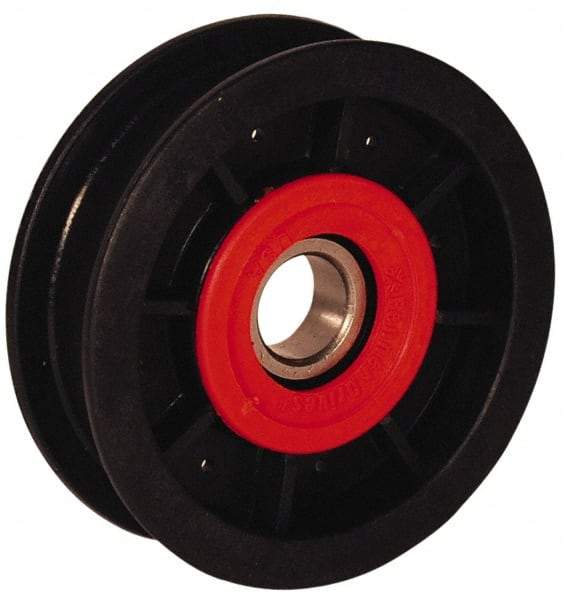 Fenner Drives - 17 Inside x 5.56" Outside Diam, 1.02" Wide Pulley Slot, Glass Reinforced Nylon Idler Pulley - For Use with Flat Belts, 7/8" Wide - Eagle Tool & Supply