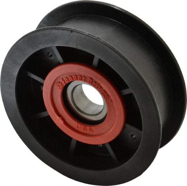 Fenner Drives - 17 Inside x 3-1/2" Outside Diam, 1" Wide Pulley Slot, Glass Reinforced Nylon Idler Pulley - For Use with Flat Belts, 13/16" Wide - Eagle Tool & Supply