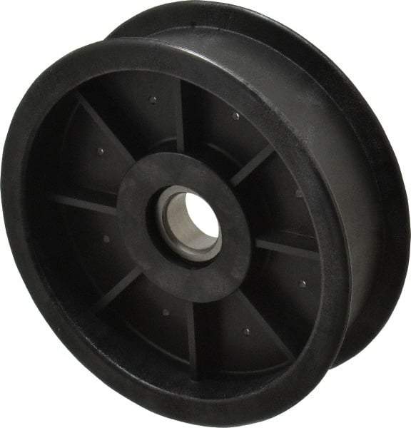 Fenner Drives - 17 Inside x 4-1/2" Outside Diam, 1.09" Wide Pulley Slot, Glass Reinforced Nylon Idler Pulley - For Use with Flat Belts, 29/32" Wide - Eagle Tool & Supply