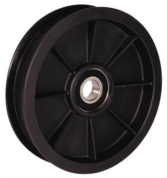Fenner Drives - 3/8 Inside x 4.82" Outside Diam, 0.73" Wide Pulley Slot, Glass Reinforced Nylon Idler Pulley - 11/16" Belt Size Diam, For Use with Round Belts - Eagle Tool & Supply