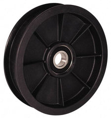 Fenner Drives - 3/8 Inside x 4.8" Outside Diam, 0.53" Wide Pulley Slot, Glass Reinforced Nylon Idler Pulley - 1/2" Belt Size Diam, For Use with Round Belts - Eagle Tool & Supply