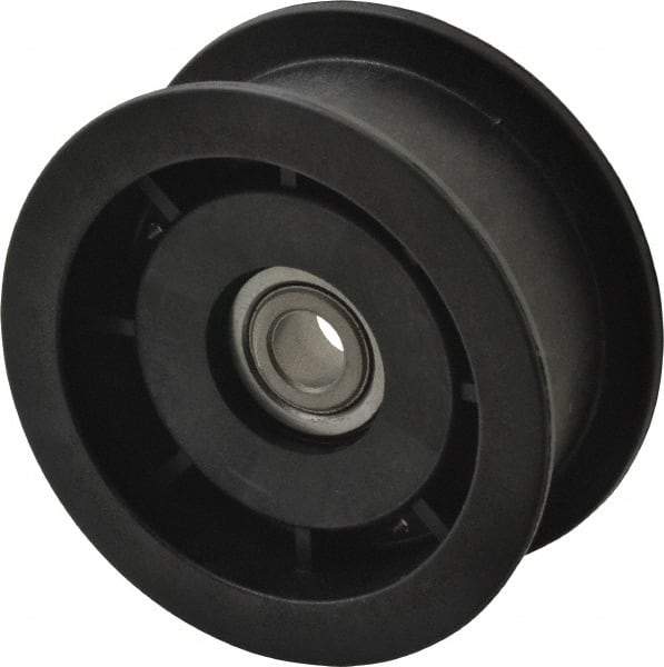 Fenner Drives - 3/8 Inside x 3" Outside Diam, 1.02" Wide Pulley Slot, Glass Reinforced Nylon Idler Pulley - For Use with Flat Belts, 7/8" Wide - Eagle Tool & Supply