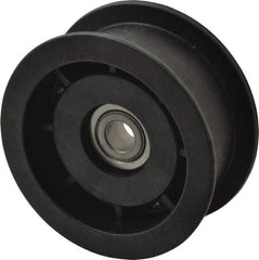 Fenner Drives - 3/8 Inside x 3" Outside Diam, 1.02" Wide Pulley Slot, Glass Reinforced Nylon Idler Pulley - For Use with Flat Belts, 7/8" Wide - Eagle Tool & Supply
