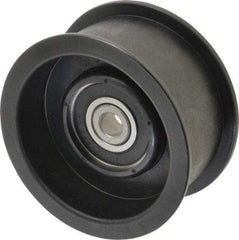Fenner Drives - 3/8 Inside x 3.38" Outside Diam, 1.38" Wide Pulley Slot, Glass Reinforced Nylon Idler Pulley - For Use with Flat Belts, 1-1/8" Wide - Eagle Tool & Supply