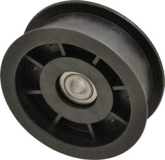 Fenner Drives - 3/8 Inside x 3-1/2" Outside Diam, 1" Wide Pulley Slot, Glass Reinforced Nylon Idler Pulley - For Use with Flat Belts, 13/16" Wide - Eagle Tool & Supply