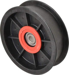 Fenner Drives - 3/8 Inside x 4-1/2" Outside Diam, 1.09" Wide Pulley Slot, Glass Reinforced Nylon Idler Pulley - For Use with Flat Belts, 29/32" Wide - Eagle Tool & Supply