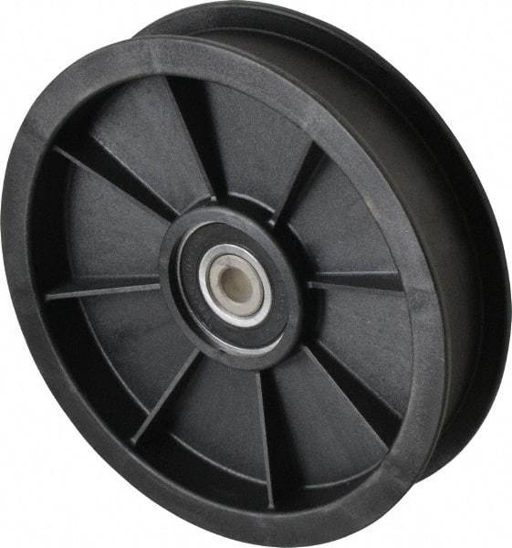Fenner Drives - 3/8 Inside x 5.56" Outside Diam, 1.02" Wide Pulley Slot, Glass Reinforced Nylon Idler Pulley - For Use with Flat Belts, 7/8" Wide - Eagle Tool & Supply