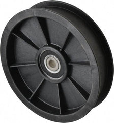 Fenner Drives - 3/8 Inside x 5.56" Outside Diam, 1.02" Wide Pulley Slot, Glass Reinforced Nylon Idler Pulley - For Use with Flat Belts, 7/8" Wide - Eagle Tool & Supply