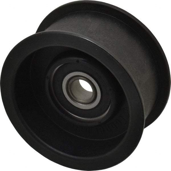 Fenner Drives - 1/2 Inside x 3.38" Outside Diam, 1.38" Wide Pulley Slot, Glass Reinforced Nylon Idler Pulley - For Use with Flat Belts, 1-1/8" Wide - Eagle Tool & Supply