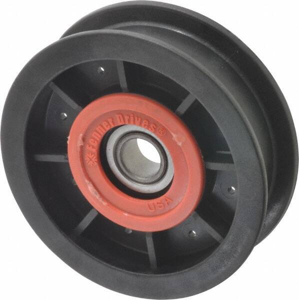 Fenner Drives - 1/2 Inside x 3-1/2" Outside Diam, 0.77" Wide Pulley Slot, Glass Reinforced Nylon Idler Pulley - For Use with Flat Belts, 5/8" Wide - Eagle Tool & Supply