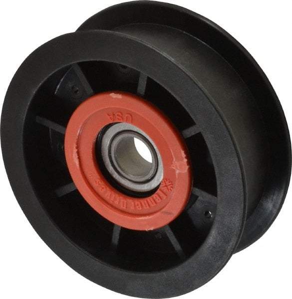 Fenner Drives - 1/2 Inside x 3-1/2" Outside Diam, 1" Wide Pulley Slot, Glass Reinforced Nylon Idler Pulley - For Use with Flat Belts, 13/16" Wide - Eagle Tool & Supply