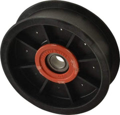 Fenner Drives - 1/2 Inside x 4-1/2" Outside Diam, 1.09" Wide Pulley Slot, Glass Reinforced Nylon Idler Pulley - For Use with Flat Belts, 29/32" Wide - Eagle Tool & Supply