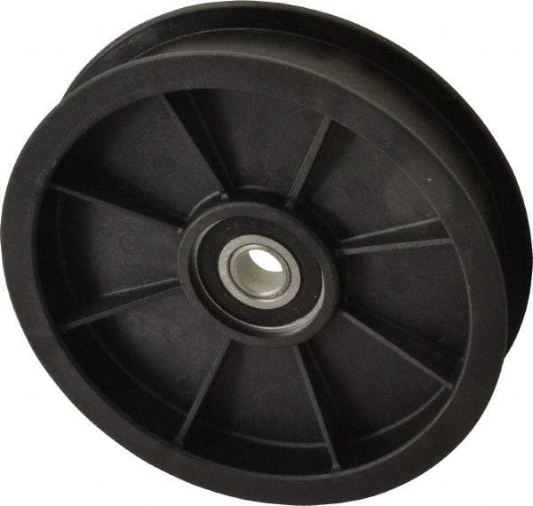 Fenner Drives - 1/2 Inside x 5.56" Outside Diam, 1.02" Wide Pulley Slot, Glass Reinforced Nylon Idler Pulley - For Use with Flat Belts, 7/8" Wide - Eagle Tool & Supply