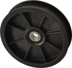 Fenner Drives - 1/2 Inside x 5.56" Outside Diam, 1.02" Wide Pulley Slot, Glass Reinforced Nylon Idler Pulley - For Use with Flat Belts, 7/8" Wide - Eagle Tool & Supply
