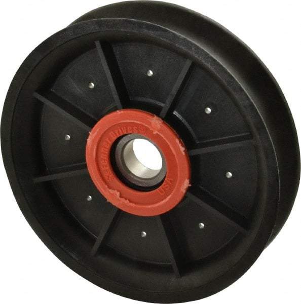 Fenner Drives - 17 Inside x 4.82" Outside Diam, 0.73" Wide Pulley Slot, Glass Reinforced Nylon Idler Pulley - 11/16" Belt Size Diam, For Use with Round Belts - Eagle Tool & Supply