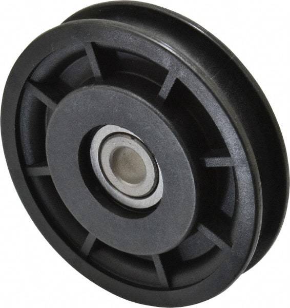 Fenner Drives - 3/8 Inside x 3.05" Outside Diam, 0.4" Wide Pulley Slot, Glass Reinforced Nylon Idler Pulley - 3/8" Belt Size Diam, For Use with Round Belts - Eagle Tool & Supply
