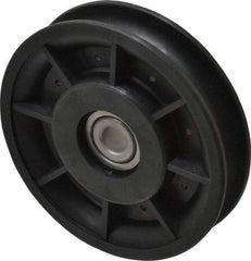 Fenner Drives - 3/8 Inside x 3-1/2" Outside Diam, 0.53" Wide Pulley Slot, Glass Reinforced Nylon Idler Pulley - 1/2" Belt Size Diam, For Use with Round Belts - Eagle Tool & Supply