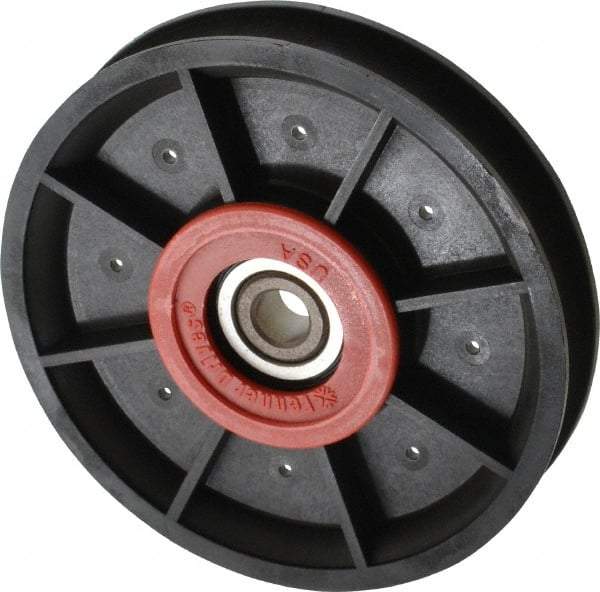 Fenner Drives - 3/8 Inside x 4.12" Outside Diam, 0.53" Wide Pulley Slot, Glass Reinforced Nylon Idler Pulley - 1/2" Belt Size Diam, For Use with Round Belts - Eagle Tool & Supply