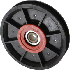Fenner Drives - 3/8 Inside x 4.12" Outside Diam, 0.53" Wide Pulley Slot, Glass Reinforced Nylon Idler Pulley - 1/2" Belt Size Diam, For Use with Round Belts - Eagle Tool & Supply