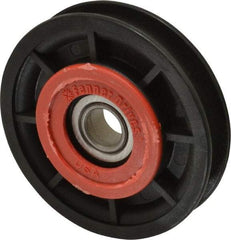 Fenner Drives - 1/2 Inside x 3.05" Outside Diam, 0.4" Wide Pulley Slot, Glass Reinforced Nylon Idler Pulley - 3/8" Belt Size Diam, For Use with Round Belts - Eagle Tool & Supply