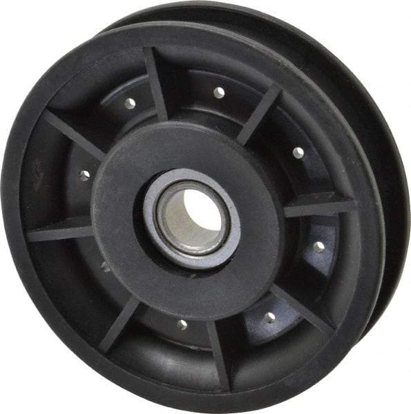 Fenner Drives - 1/2 Inside x 3-1/2" Outside Diam, 0.53" Wide Pulley Slot, Glass Reinforced Nylon Idler Pulley - 1/2" Belt Size Diam, For Use with Round Belts - Eagle Tool & Supply