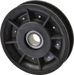 Fenner Drives - 1/2 Inside x 3-1/2" Outside Diam, 0.53" Wide Pulley Slot, Glass Reinforced Nylon Idler Pulley - 1/2" Belt Size Diam, For Use with Round Belts - Eagle Tool & Supply