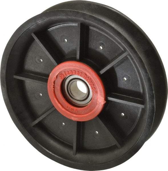 Fenner Drives - 1/2 Inside x 4.82" Outside Diam, 0.73" Wide Pulley Slot, Glass Reinforced Nylon Idler Pulley - 11/16" Belt Size Diam, For Use with Round Belts - Eagle Tool & Supply