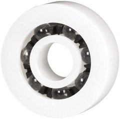 Made in USA - 1/4" Bore Diam, 3/4" OD, Open Plastic Race Radial Ball Bearing - 7/32" Wide, 1 Row, Round Bore, 17 Lb Static Capacity, 26 Lb Dynamic Capacity - Eagle Tool & Supply